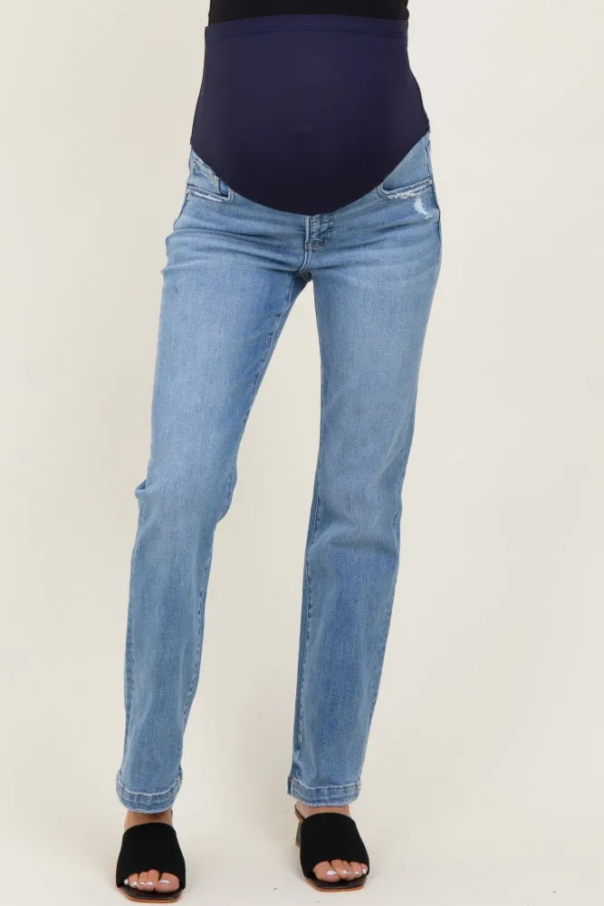Medium Mid Rise Straight Maternity Jeans sold by Pinkblush product image thumbnail 2