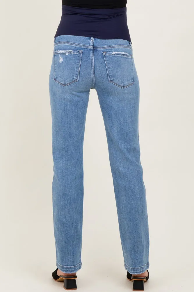 Medium Mid Rise Straight Maternity Jeans sold by Pinkblush product image thumbnail 4