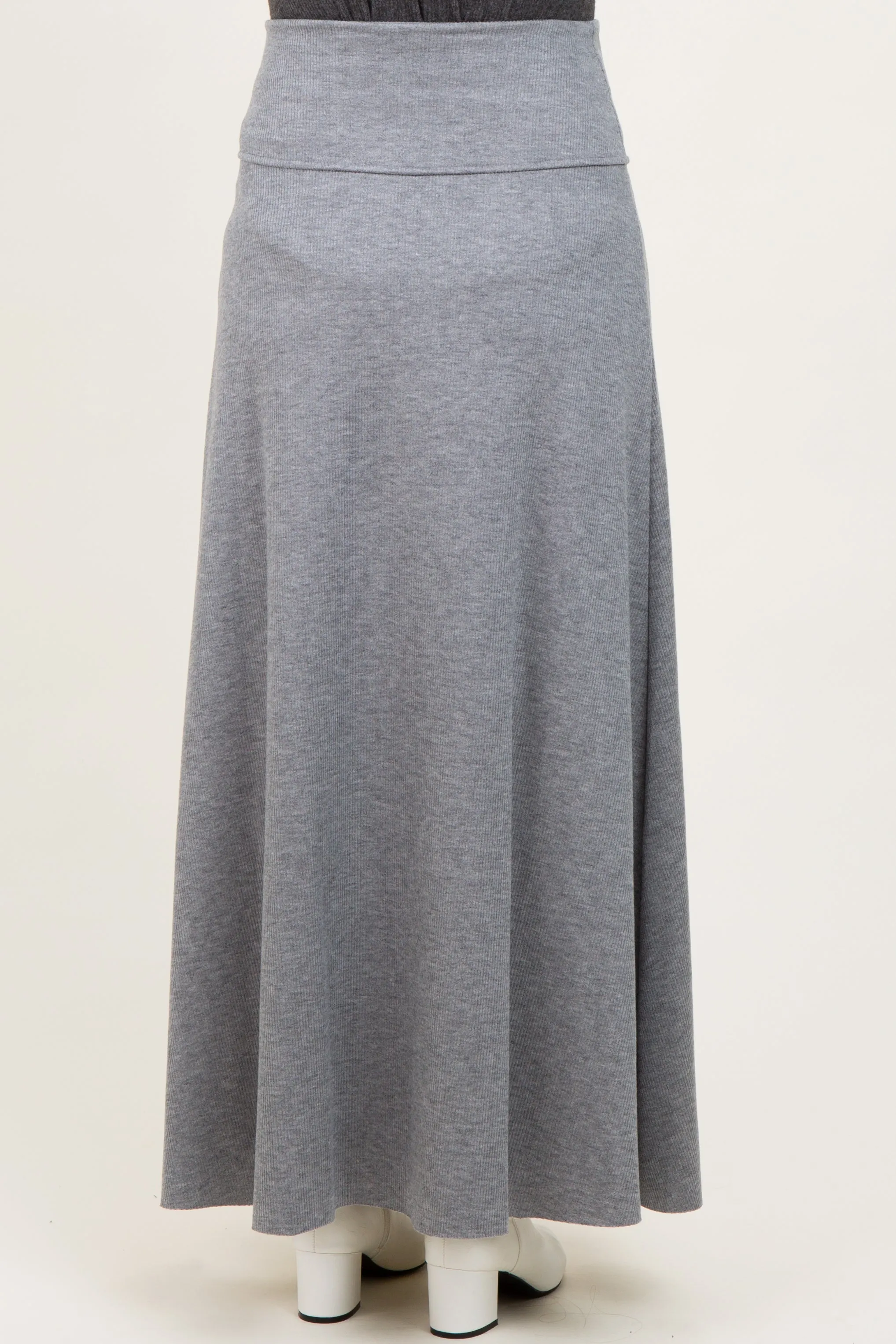 Heather Grey Ribbed Maternity Maxi Skirt sold by Pinkblush product image thumbnail 4