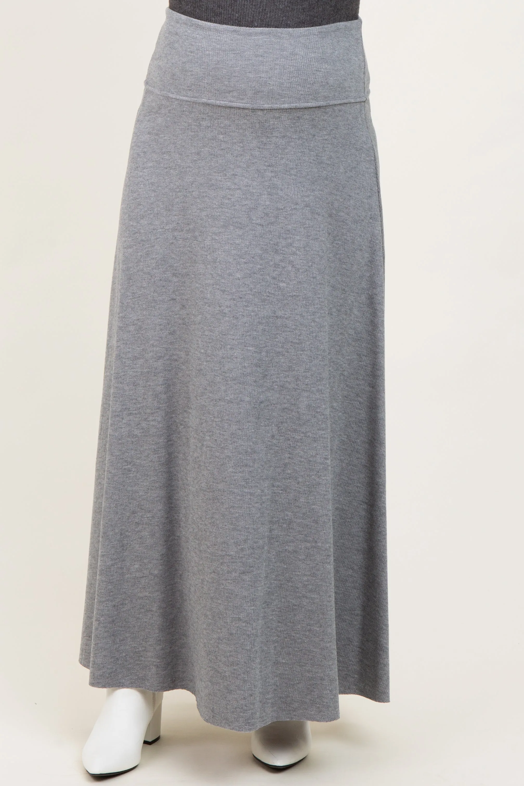 Heather Grey Ribbed Maternity Maxi Skirt sold by Pinkblush product image thumbnail 2