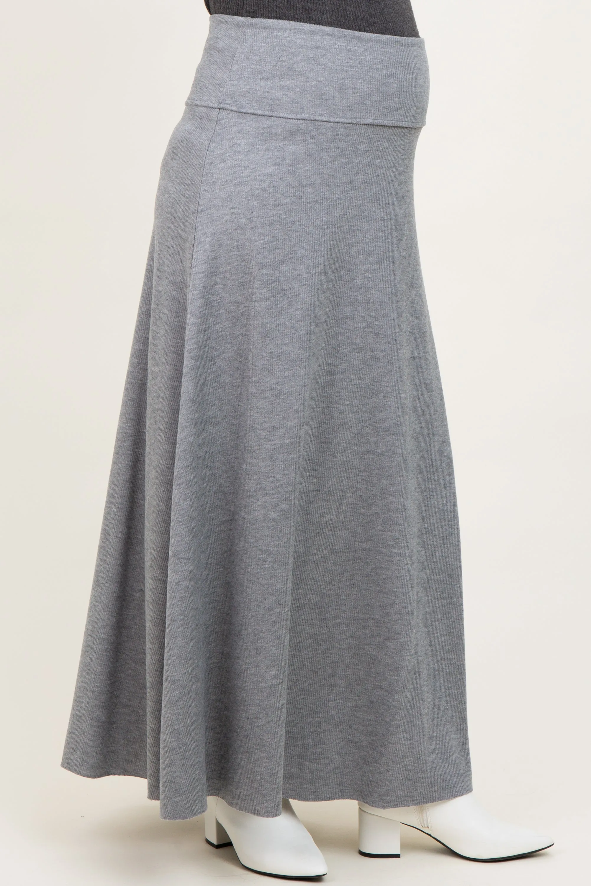 Heather Grey Ribbed Maternity Maxi Skirt sold by Pinkblush product image thumbnail 3