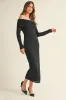 Black Off Shoulder Long Sleeve Maxi Dress sold by Pinkblush