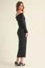 Black Off Shoulder Long Sleeve Maxi Dress sold by Pinkblush
