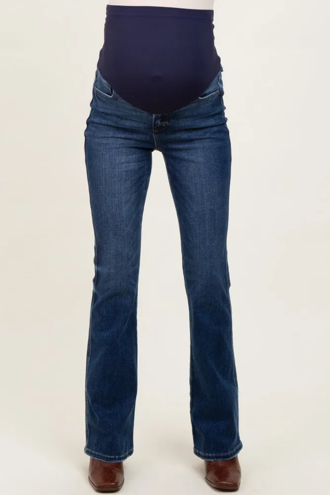 Dark Wash Super High Rise Bootcut Maternity Jeans sold by Pinkblush product image thumbnail 2