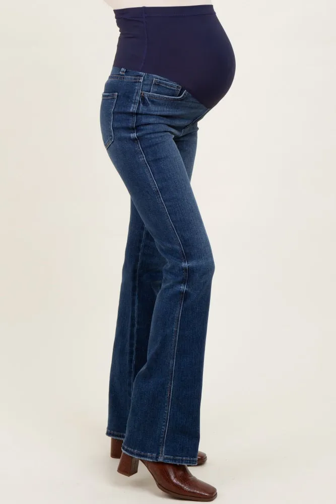 Dark Wash Super High Rise Bootcut Maternity Jeans sold by Pinkblush product image thumbnail 3