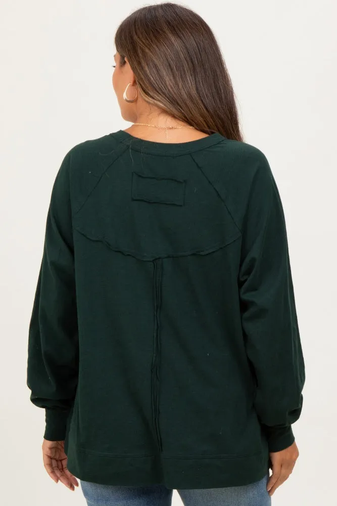 Forest Green Oversized Cotton Slub Long Sleeve Maternity Top sold by Pinkblush product image thumbnail 4