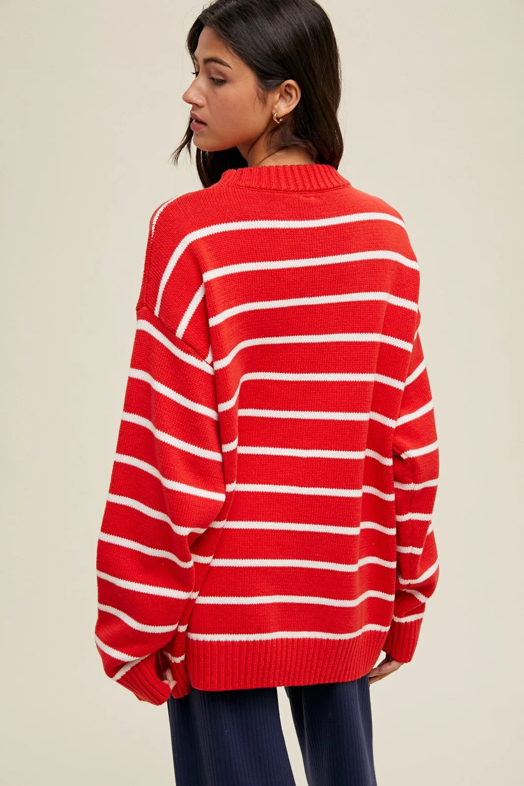 Red Striped Oversized Sweater sold by Pinkblush product image thumbnail 3