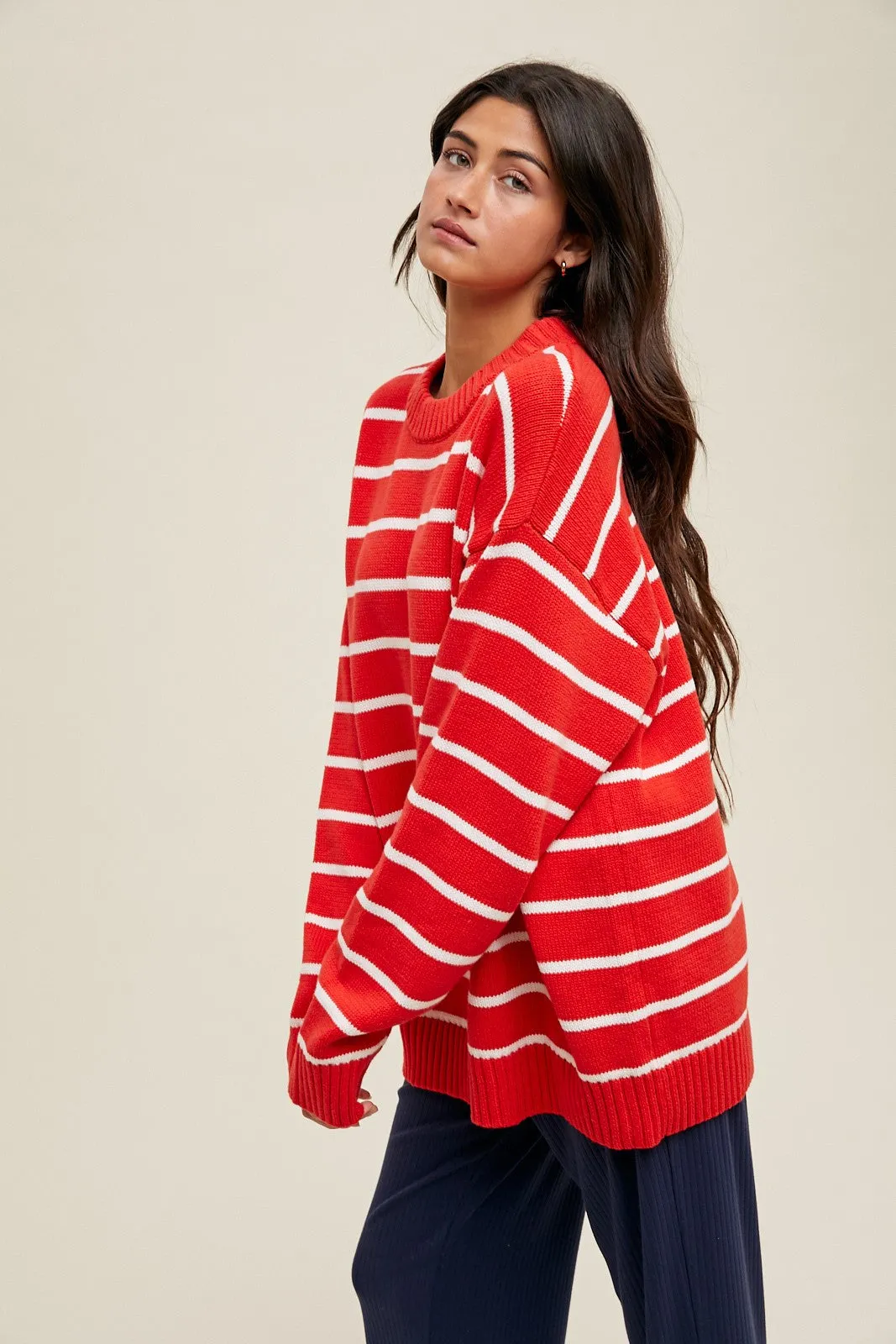 Red Striped Oversized Sweater sold by Pinkblush product image thumbnail 2