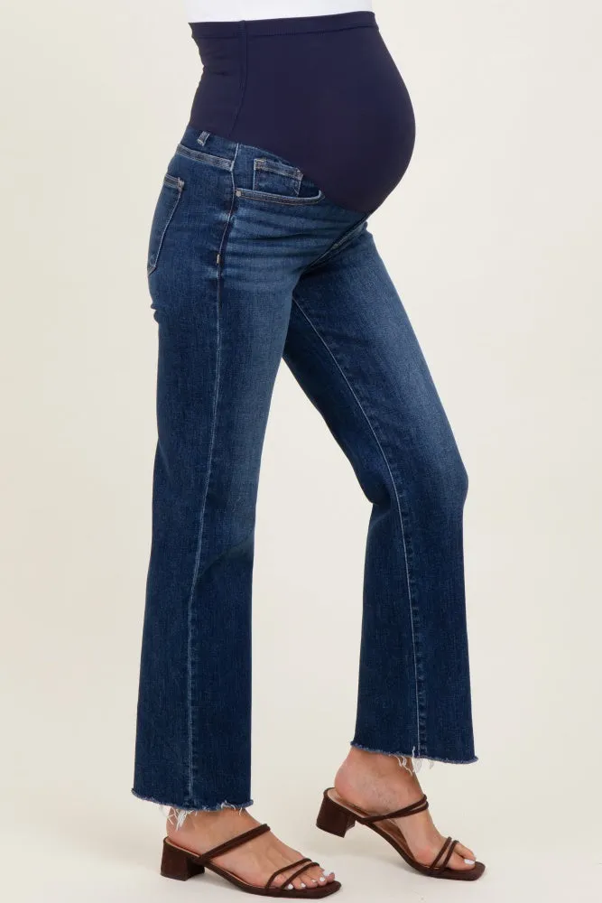 Dark High Rise Crop Straight Raw Cut Hem Maternity Jeans sold by Pinkblush product image thumbnail 4