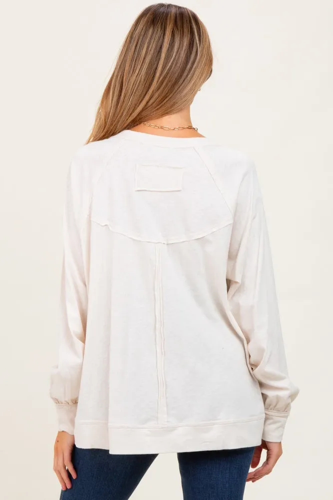 Cream Oversized Cotton Slub Long Sleeve Maternity Top sold by Pinkblush product image thumbnail 4