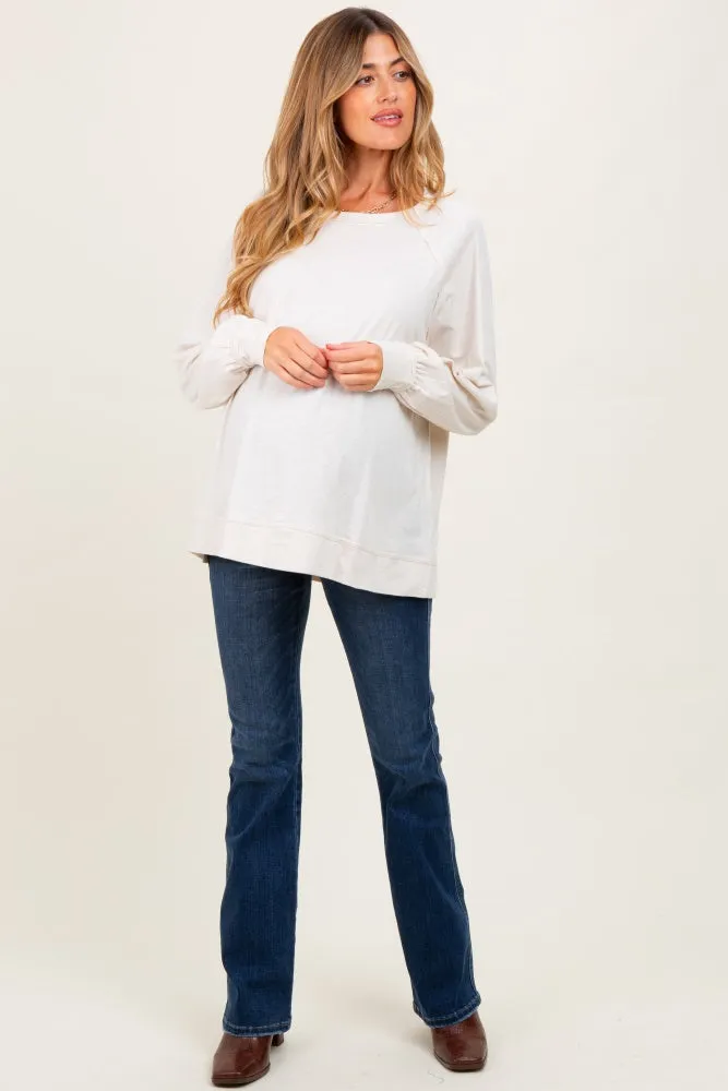 Cream Oversized Cotton Slub Long Sleeve Maternity Top sold by Pinkblush product image thumbnail 2