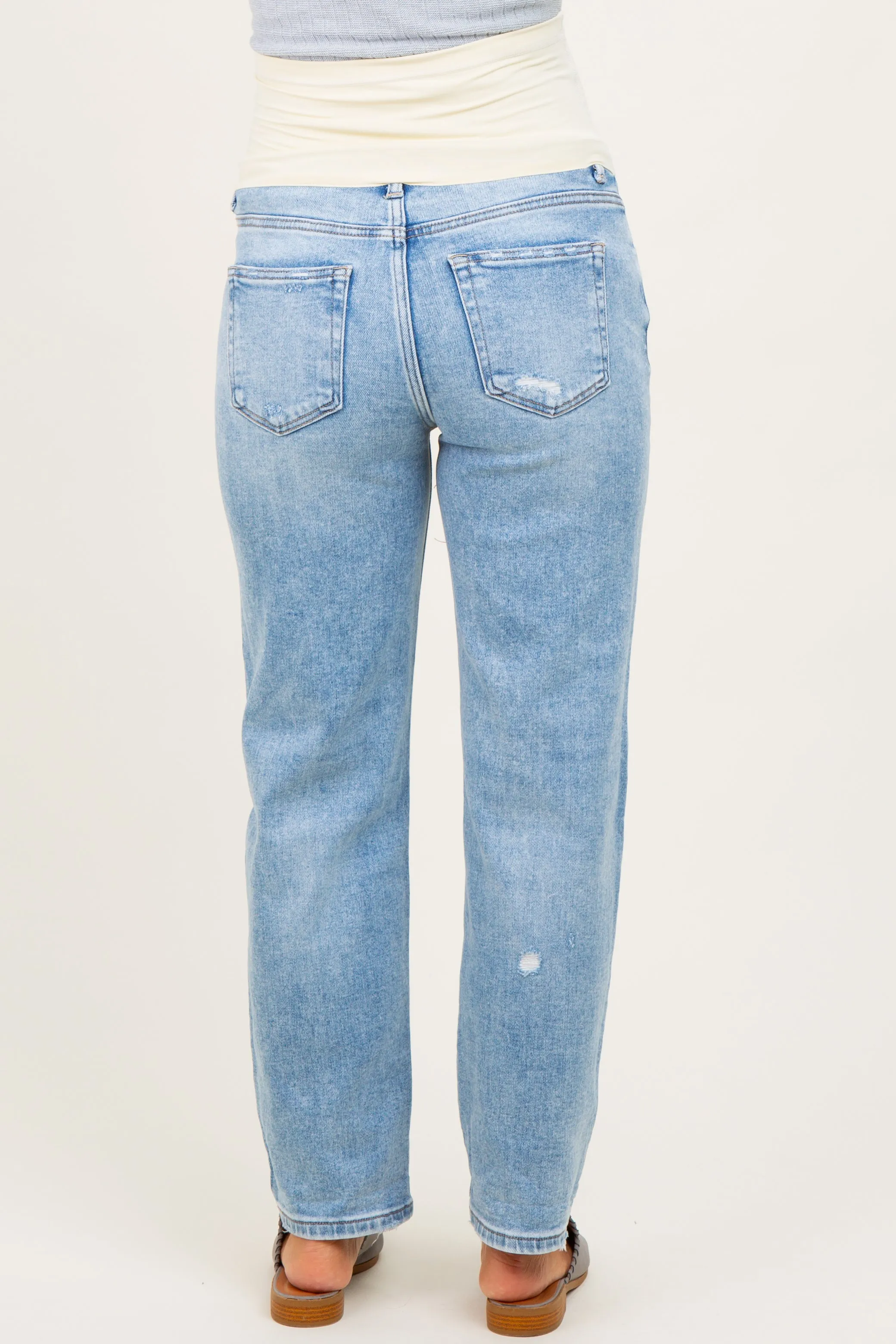 Light High Rise Ankle Boyfriend Distressed Maternity Jeans sold by Pinkblush product image thumbnail 5