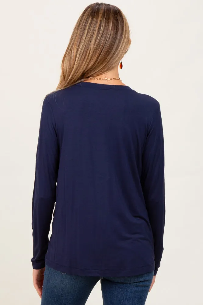 Navy Blue Long Sleeve Maternity Top sold by Pinkblush product image thumbnail 4