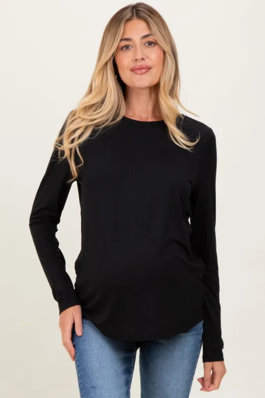 Black Long Sleeve Maternity Top sold by Pinkblush