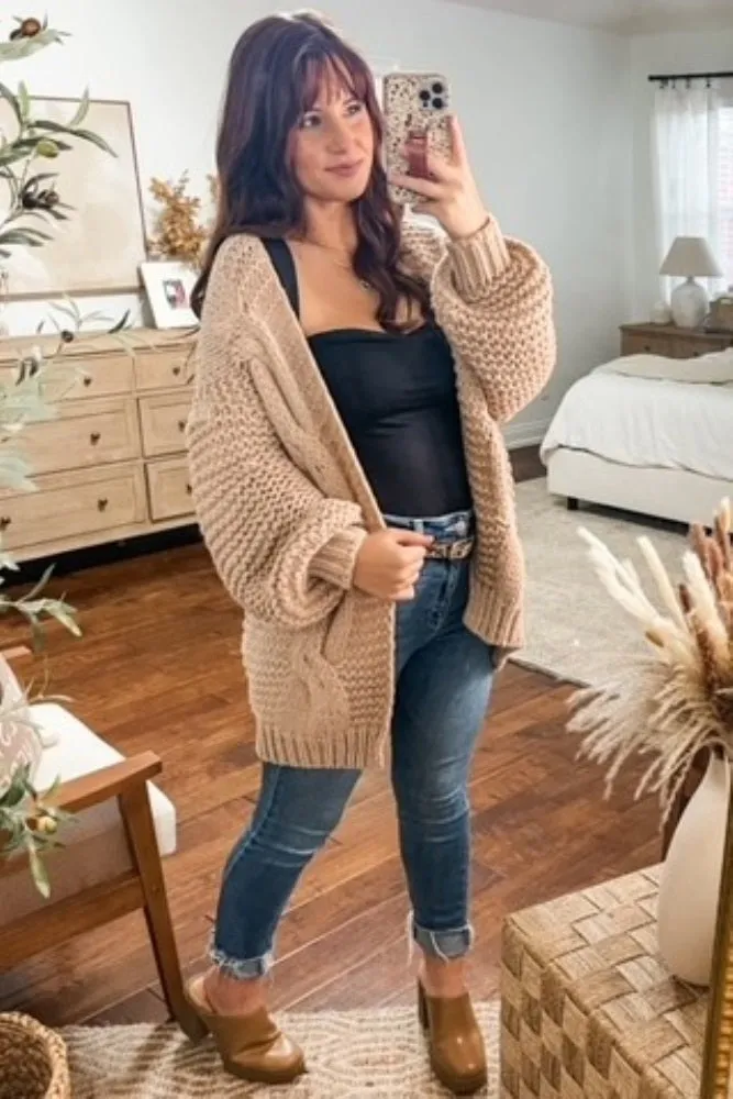 Beige Chunky Knit Cardigan sold by Pinkblush product image thumbnail 4
