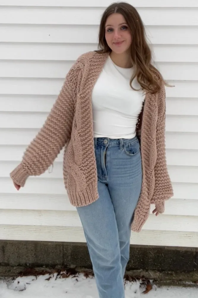 Beige Chunky Knit Cardigan sold by Pinkblush product image thumbnail 5