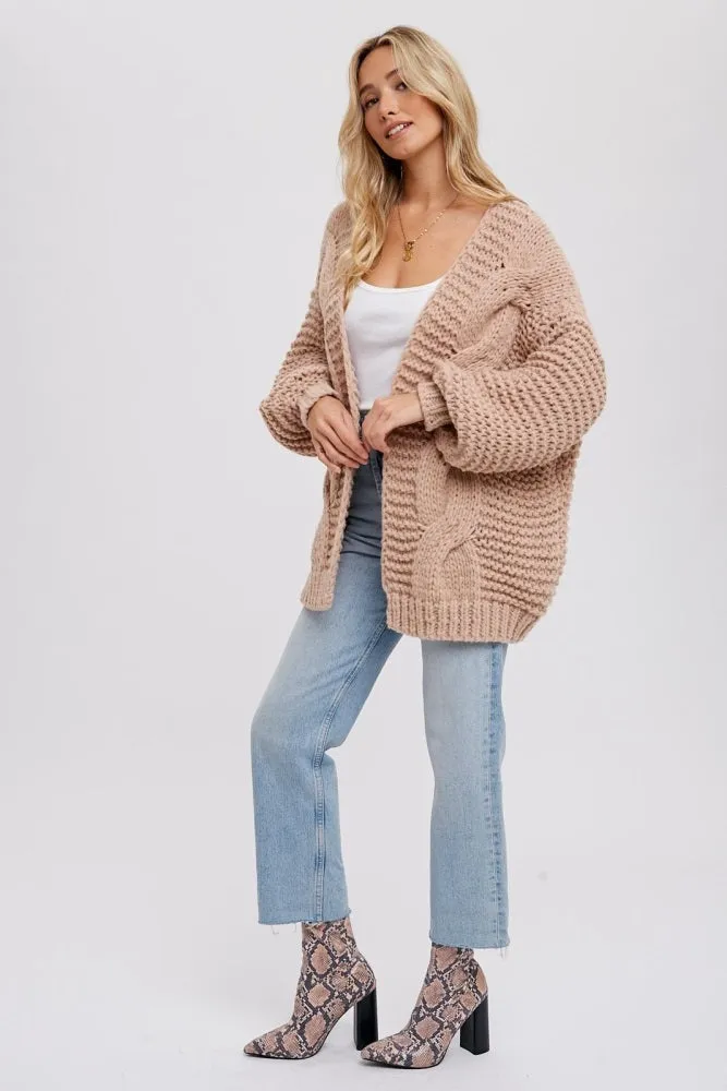 Beige Chunky Knit Cardigan sold by Pinkblush product image thumbnail 2