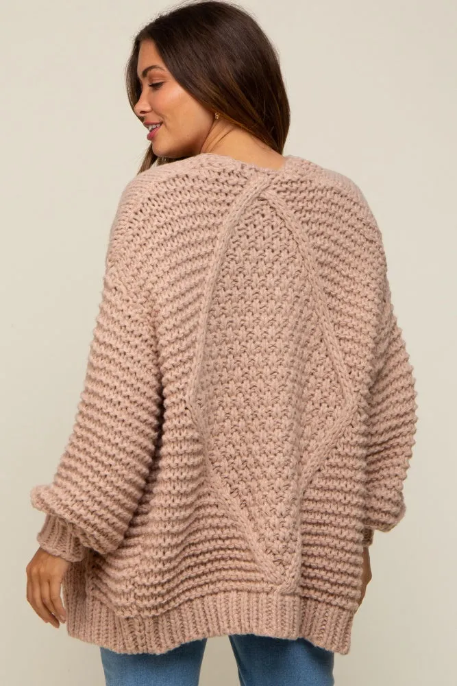 Beige Chunky Knit Maternity Cardigan sold by Pinkblush product image thumbnail 3