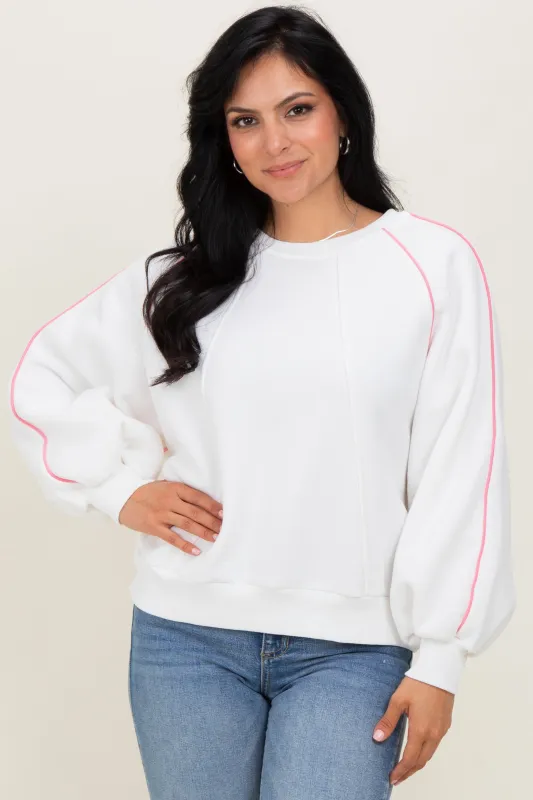 White Heather Pink Piping Accent Sweatshirt sold by Pinkblush