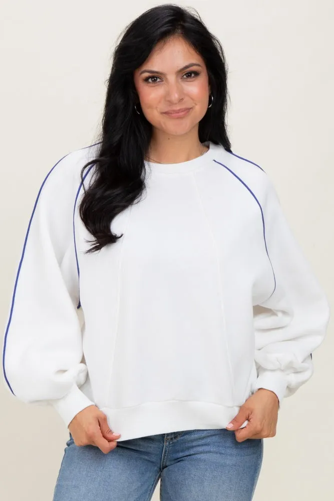White Heather Blue Piping Accent Sweatshirt sold by Pinkblush product image thumbnail 2