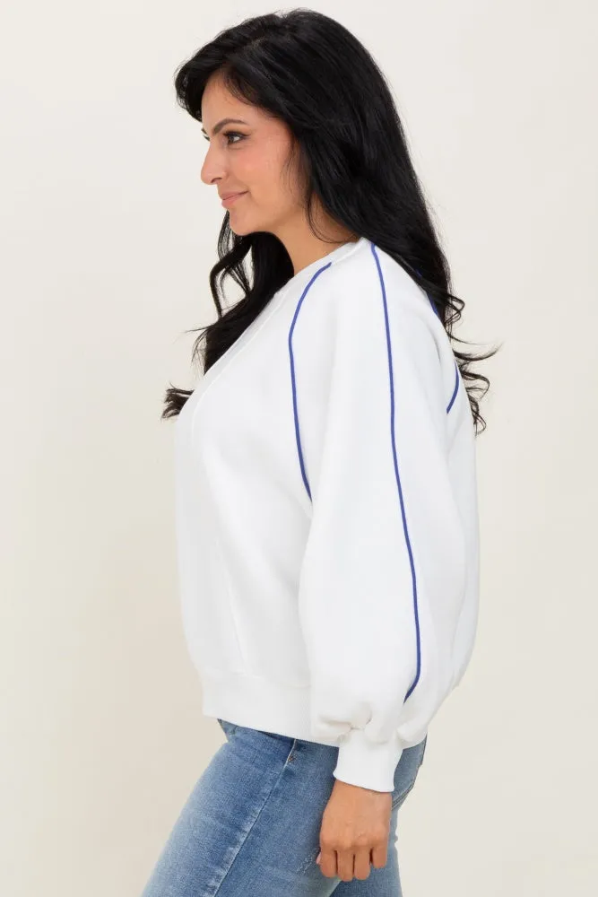 White Heather Blue Piping Accent Sweatshirt sold by Pinkblush product image thumbnail 3