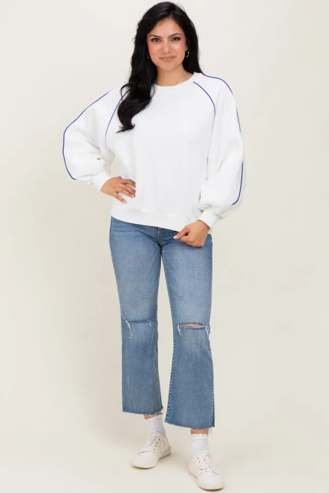 White Heather Blue Piping Accent Sweatshirt sold by Pinkblush