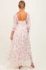 Light Pink Floral Chiffon Long Sleeve Maternity Maxi Dress sold by Pinkblush