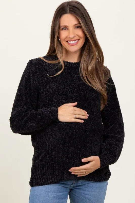 Black Chenille Knit Maternity Sweater sold by Pinkblush