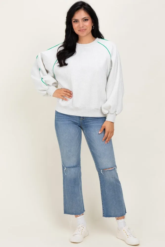 White Heather Green Piping Accent Sweatshirt sold by Pinkblush product image thumbnail 2