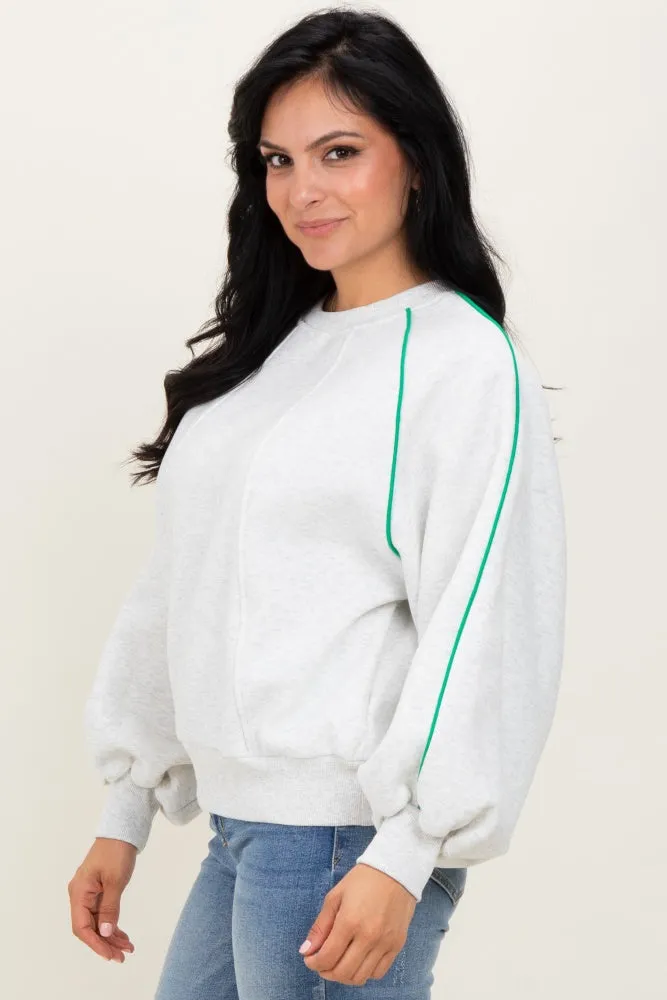 White Heather Green Piping Accent Sweatshirt sold by Pinkblush product image thumbnail 3