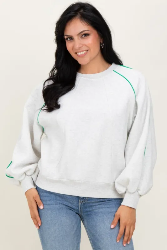 White Heather Green Piping Accent Sweatshirt sold by Pinkblush