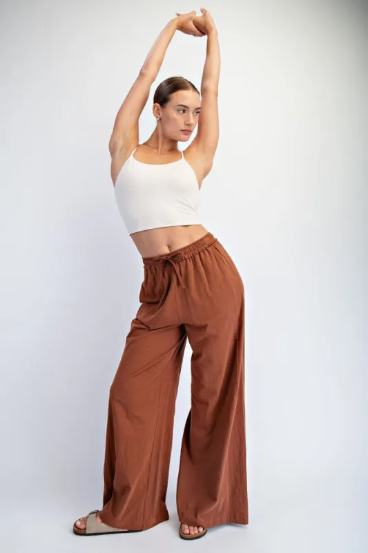 Rust Drawstring Wide Leg Lounge Pant sold by Pinkblush