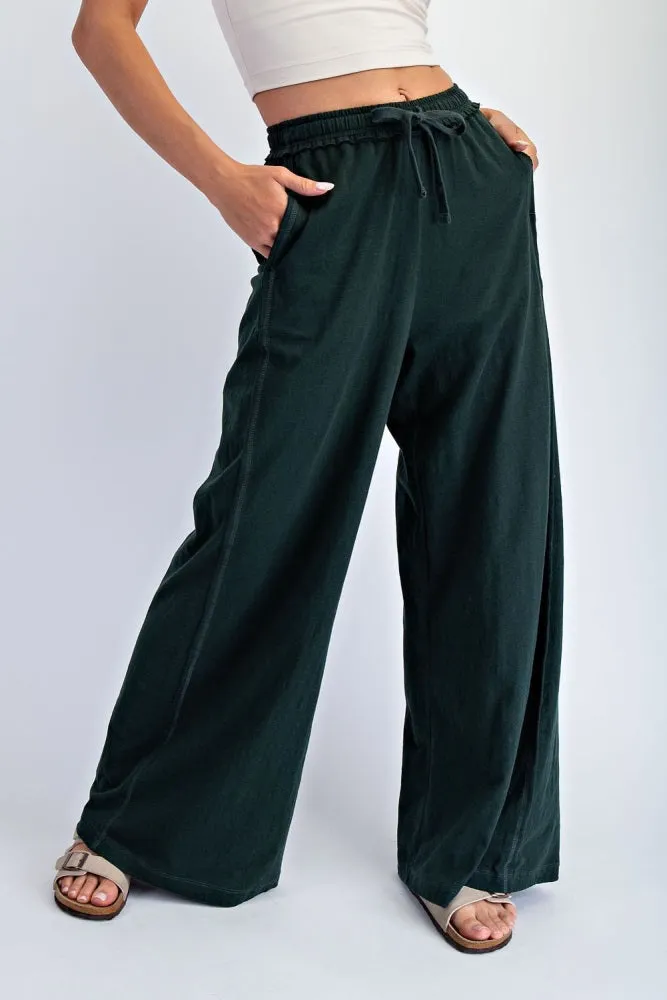 Forest Green Drawstring Wide Leg Lounge Pant sold by Pinkblush product image thumbnail 2