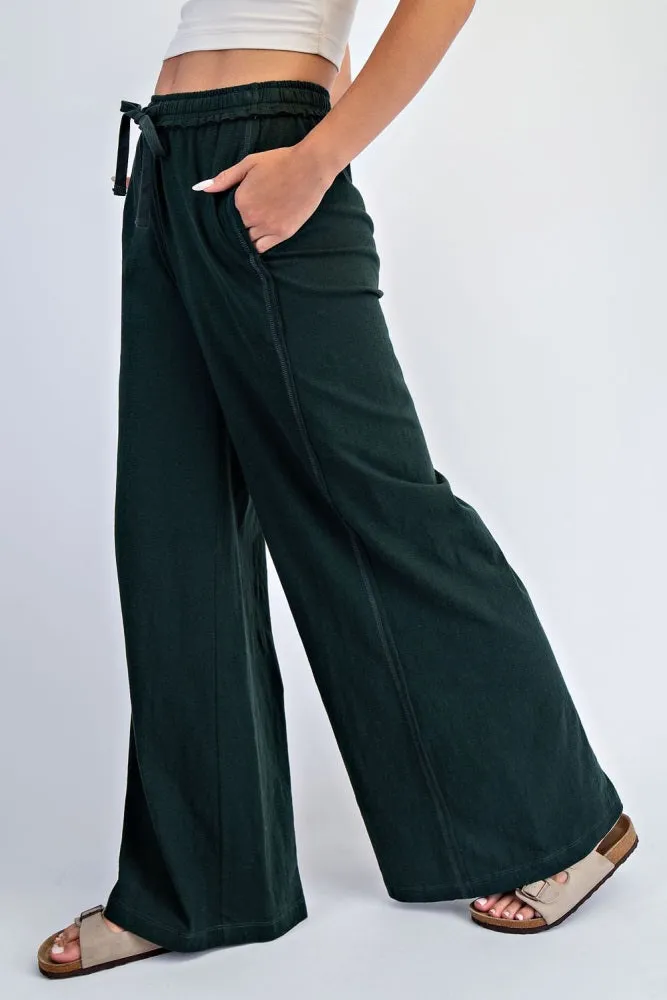 Forest Green Drawstring Wide Leg Lounge Pant sold by Pinkblush product image thumbnail 3