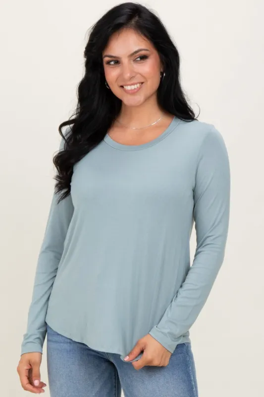 Light Olive Inner Layer Nursing Long Sleeve Top sold by Pinkblush