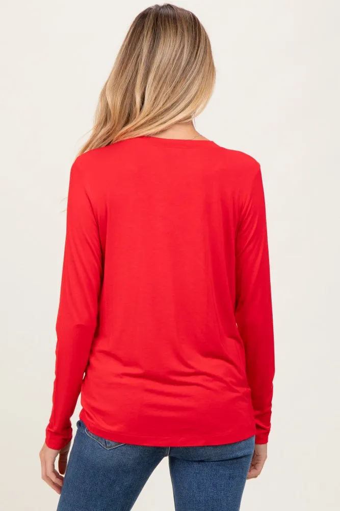 Red Long Sleeve Maternity Top sold by Pinkblush product image thumbnail 4