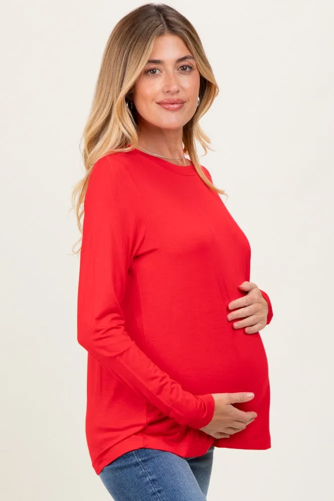 Red Long Sleeve Maternity Top sold by Pinkblush product image thumbnail 3