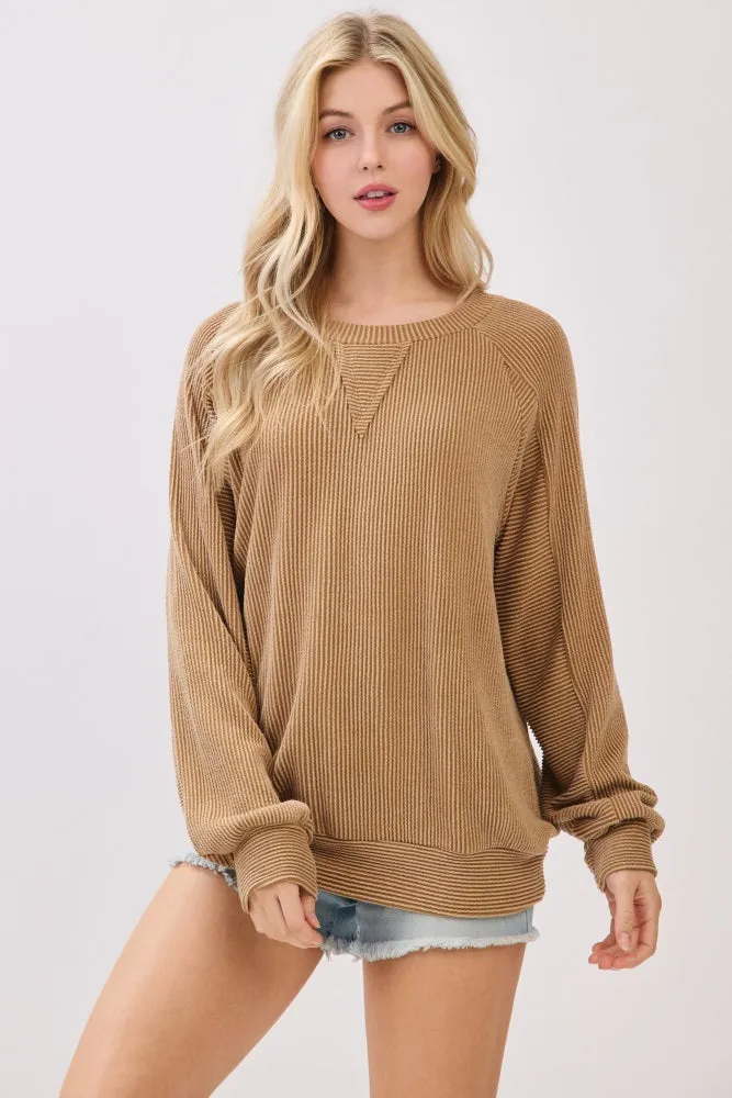 Camel Textured Rib Knit Pullover sold by Pinkblush product image thumbnail 4