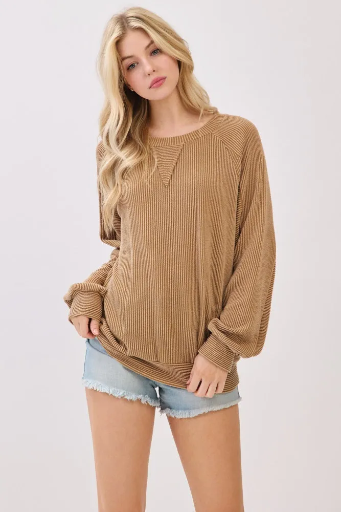 Camel Textured Rib Knit Pullover sold by Pinkblush product image thumbnail 2