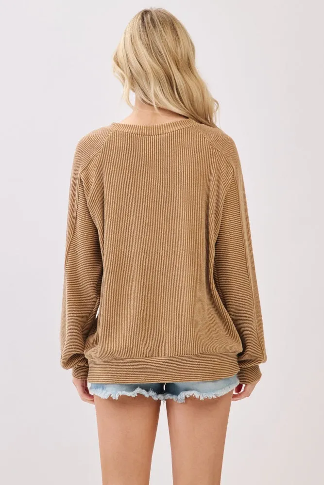 Camel Textured Rib Knit Pullover sold by Pinkblush product image thumbnail 3
