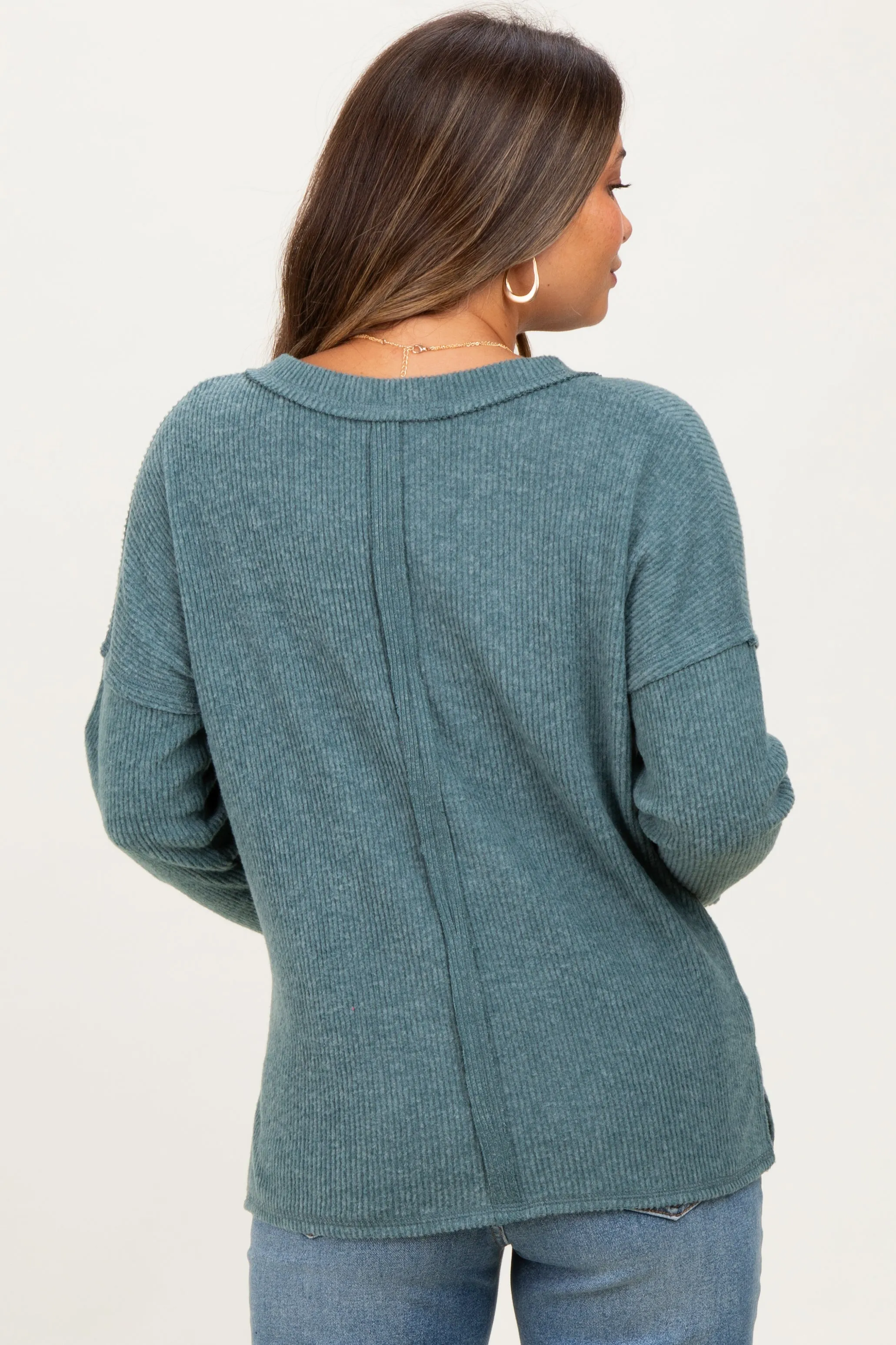 Ash Jade Ribbed V-Neck Long Sleeve Maternity Top sold by Pinkblush product image thumbnail 4