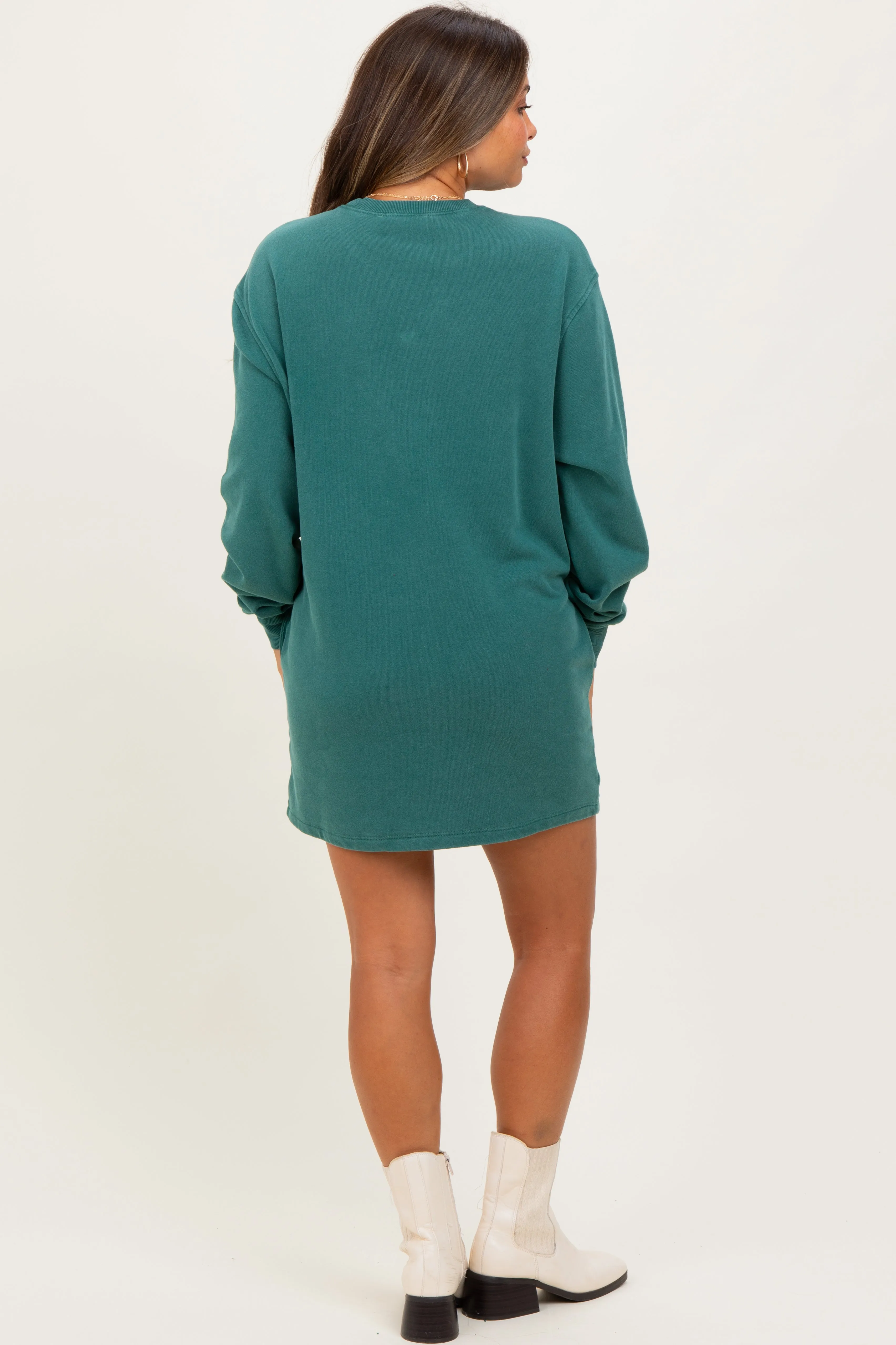Forest Green Mint Mineral Wash Oversized Maternity Sweatshirt Mini Dress sold by Pinkblush product image thumbnail 4