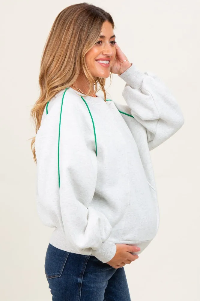 White Heather Green Piping Accent Maternity Sweatshirt sold by Pinkblush product image thumbnail 2