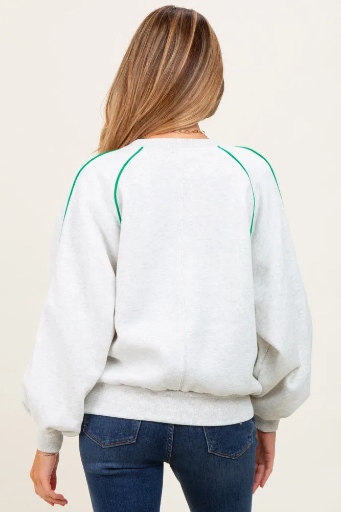 White Heather Green Piping Accent Maternity Sweatshirt sold by Pinkblush product image thumbnail 3