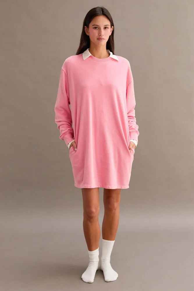 Pink Mineral Wash Oversized Maternity Sweatshirt Mini Dress sold by Pinkblush product image thumbnail 5