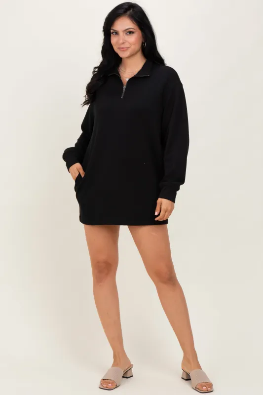 Black Half Zip Long Sleeve Mini Dress sold by Pinkblush