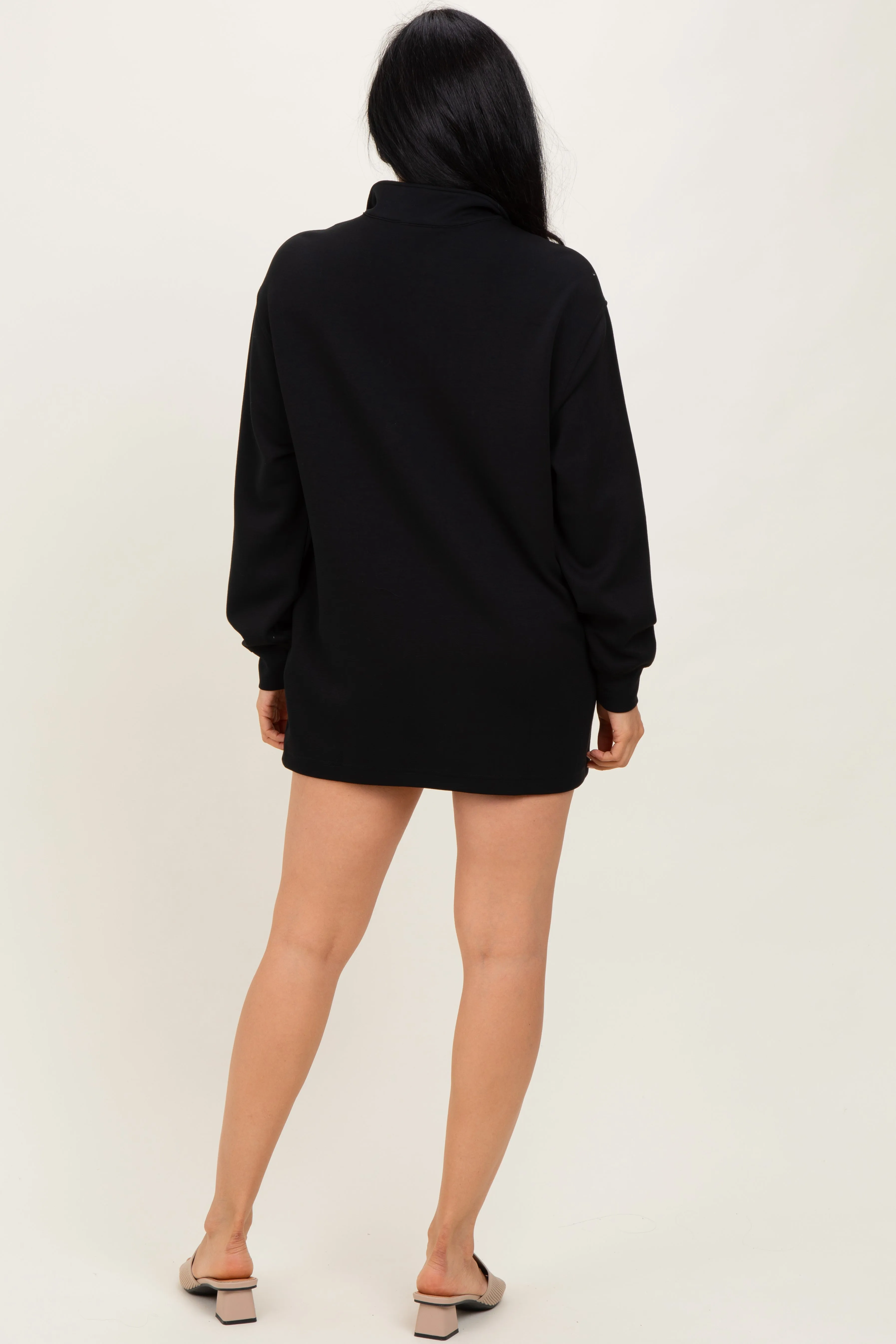 Black Half Zip Long Sleeve Mini Dress sold by Pinkblush product image thumbnail 3