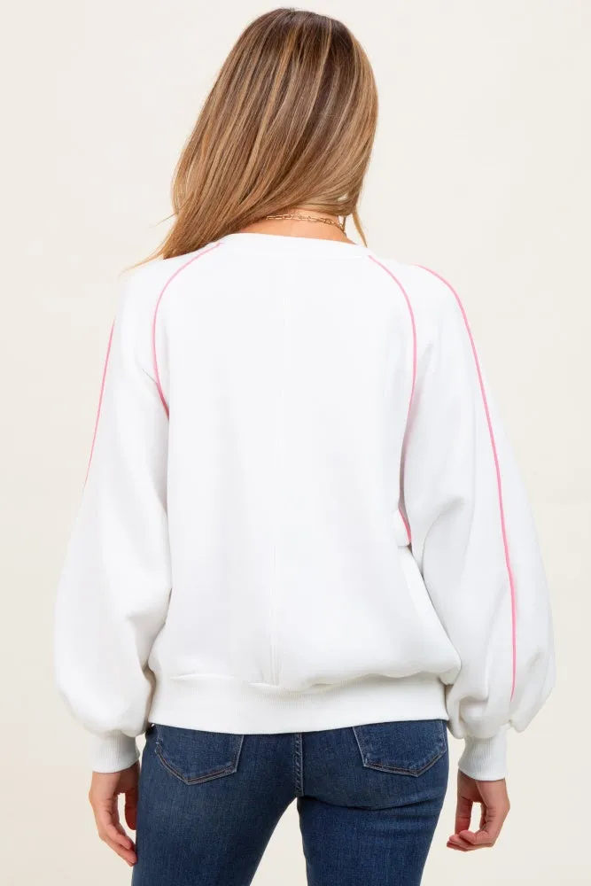 White Heather Pink Piping Accent Maternity Sweatshirt sold by Pinkblush product image thumbnail 4