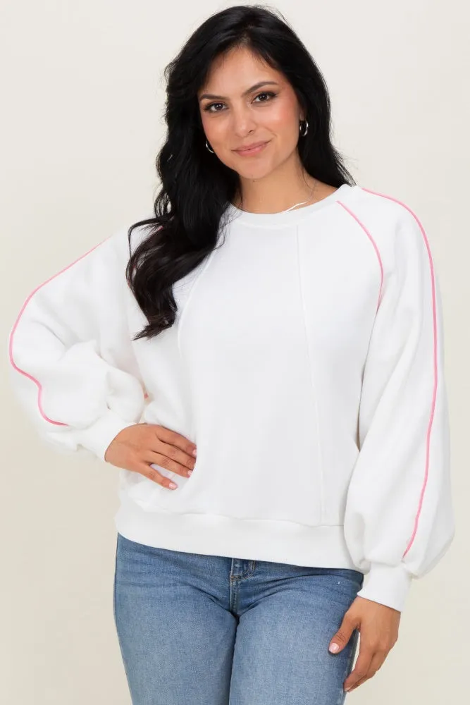 White Heather Pink Piping Accent Maternity Sweatshirt sold by Pinkblush product image thumbnail 5