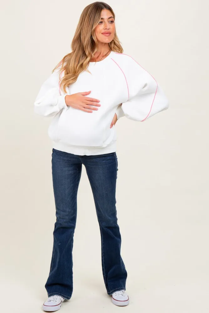 White Heather Pink Piping Accent Maternity Sweatshirt sold by Pinkblush product image thumbnail 2